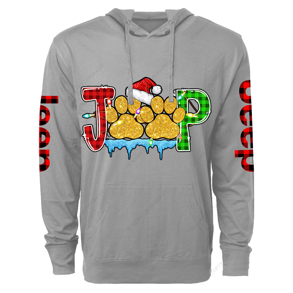 Dog Paws Merry Christmas Jp Oversized Lightweight Hoodie   