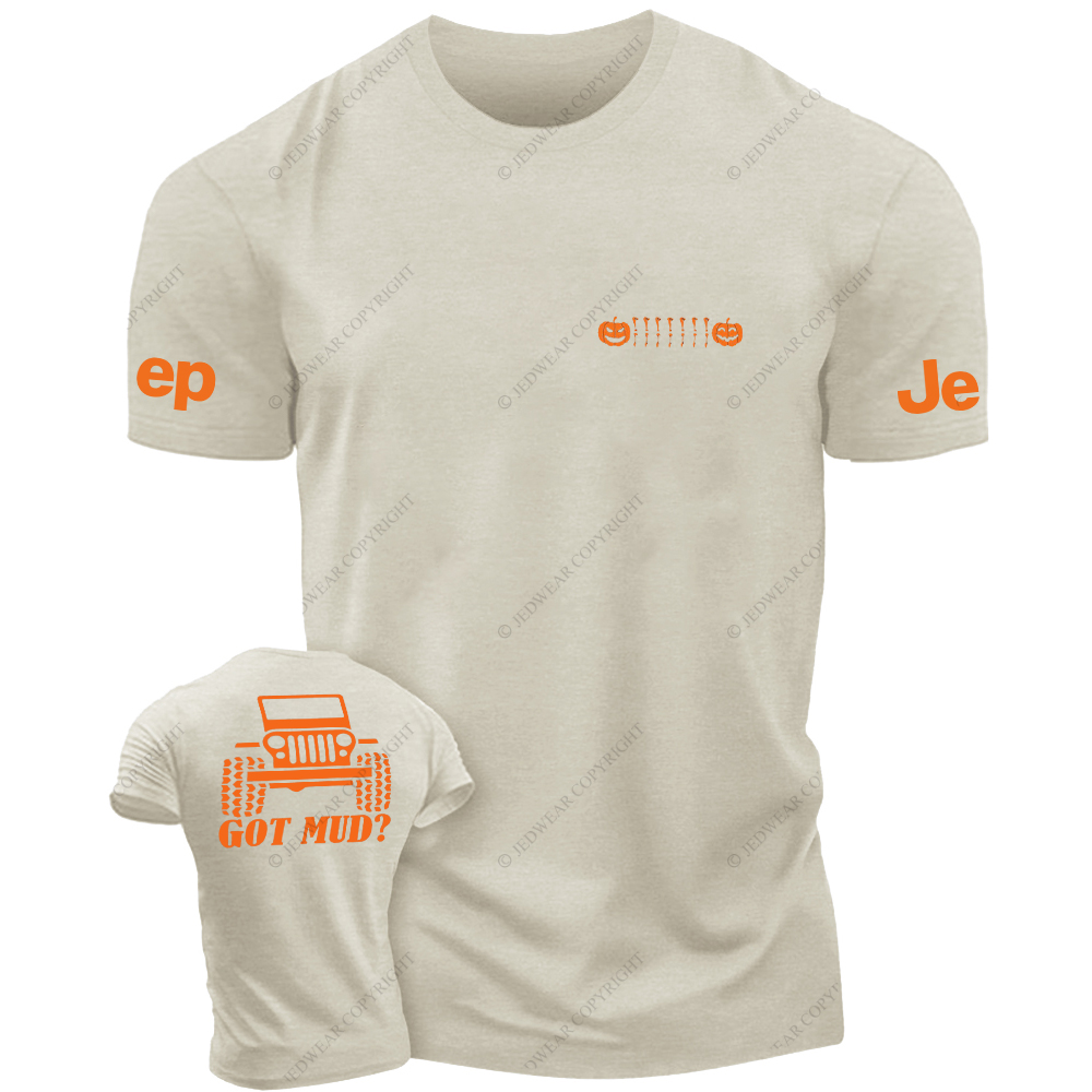 JP Halloween Got Mud Pumpkin Skull And  Front And Rear Design JP T-Shirt