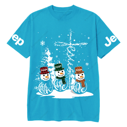 Religion Jesus Cross Snowman Jp T-Shirt