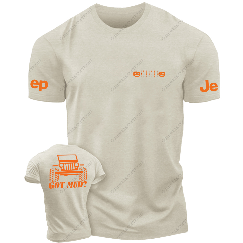 JP Halloween Got Mud Pumpkin Skull And  Front And Rear Design JP T-Shirt
