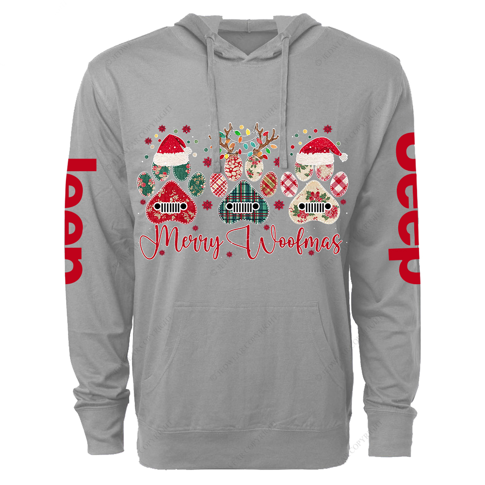 Retro Merry Woofmas Dog Paw Jp Oversized Lightweight Hoodie   