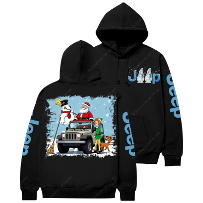 Merry Christmas Santa Claus Elf And Elk Jp Casual Hoodie