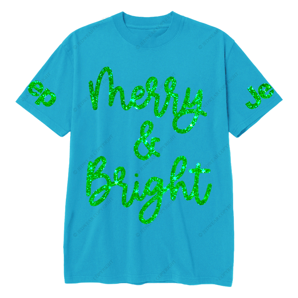 Sparkly Glitter Merry Bright Christmas Jp T-Shirt