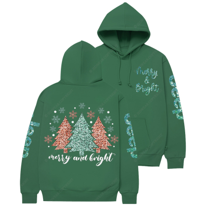 Cute Merry And Bright Christmas Tree Jp Casual Hoodie