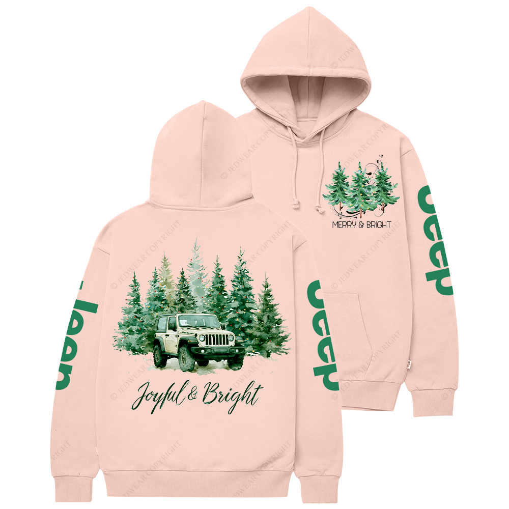 Joyful Merry And Bright Christmas Tree Jp Casual Hoodie