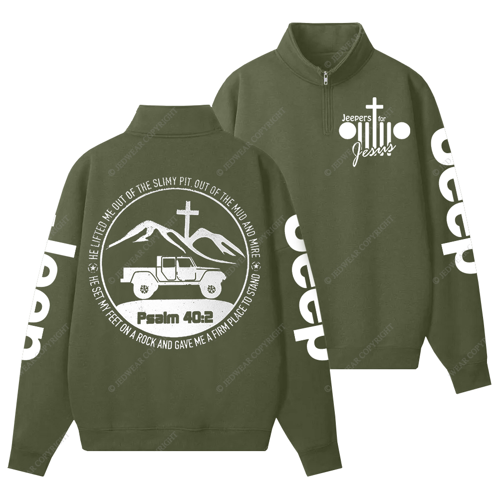 Religion The Lifted Me Out Of The Slimy Pit Psalm 40:2 Jp Half-Zip Jacket Sweatshirt