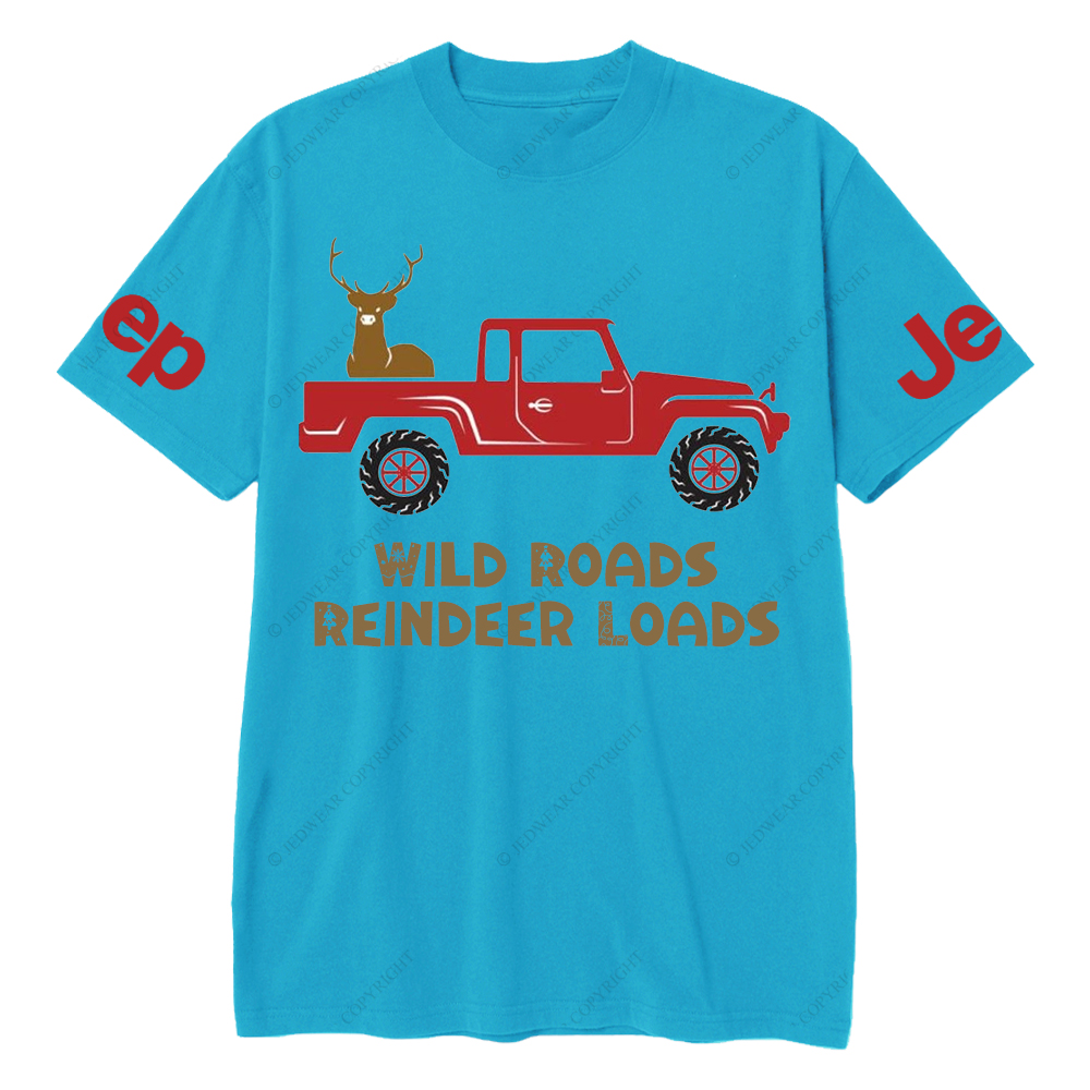 Merry Christmas Wild Roads Reindeer Loads Jp T-Shirt