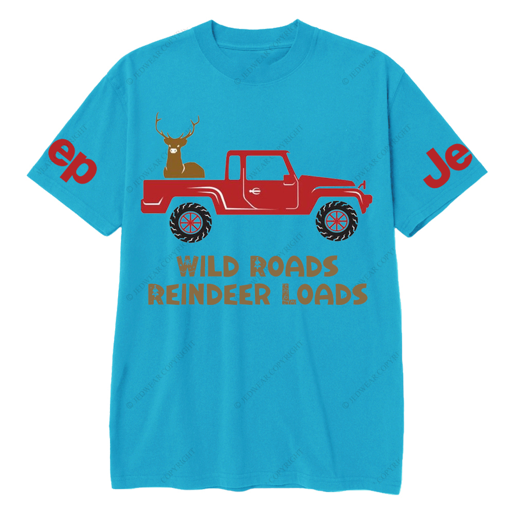 Merry Christmas Wild Roads Reindeer Loads Jp T-Shirt