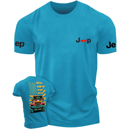 Four-Wheeler American Flag Love Front And Rear Design Jp T-Shirt