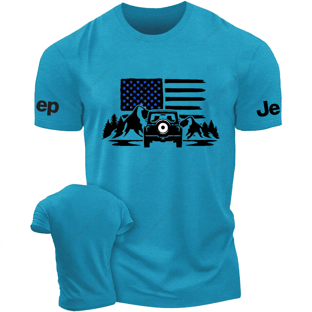 Four-Wheeler American Flag Trees Mountains Jp T-Shirt