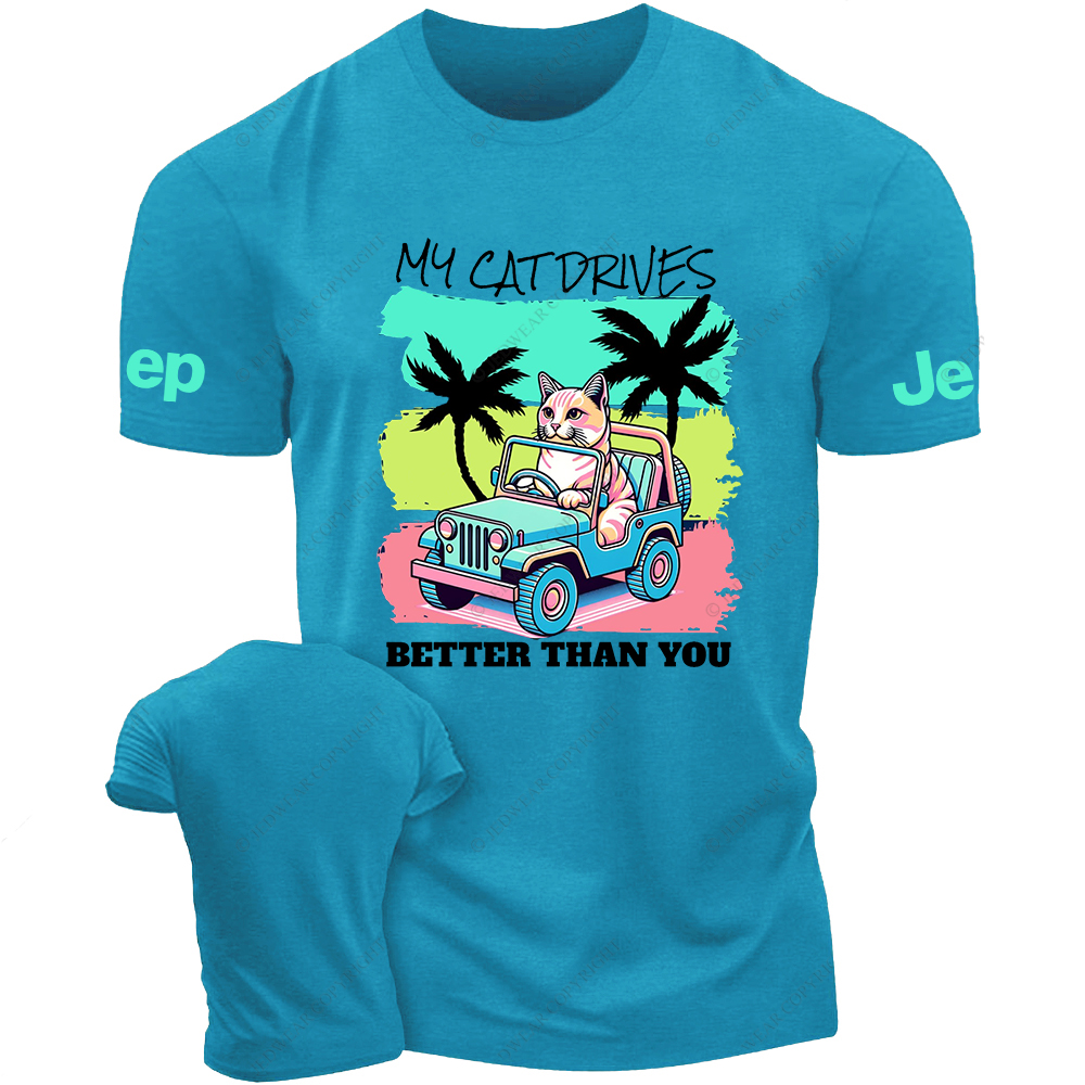 My Cat Drives Better Thank You Palm Tree Jp T-Shirt