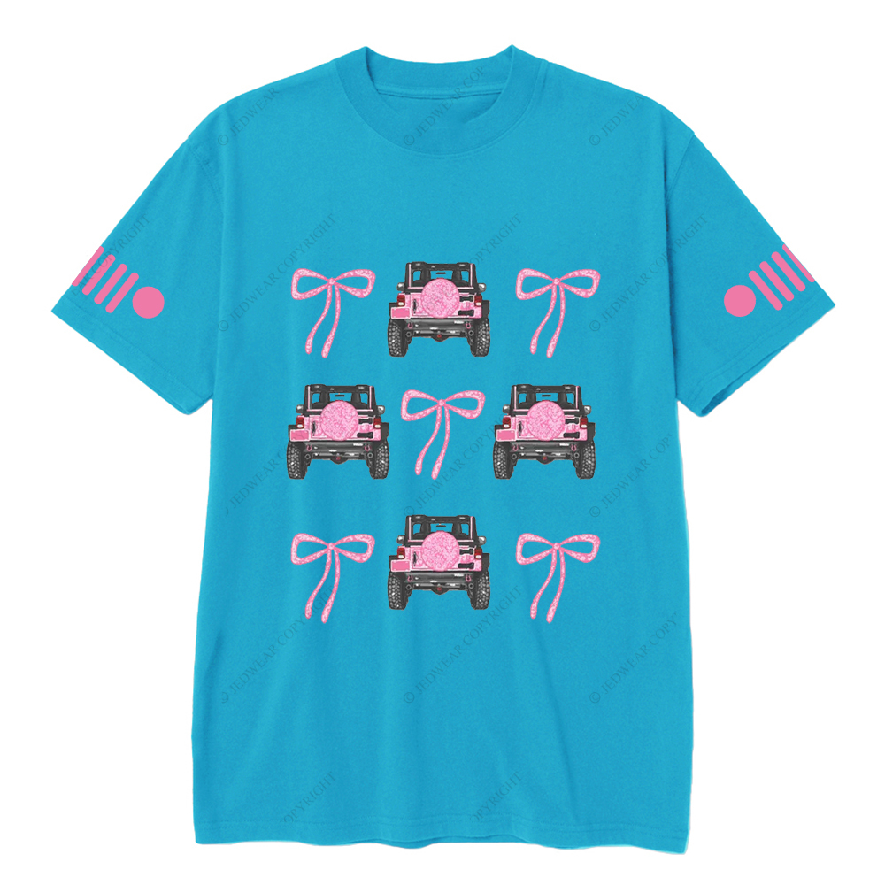 Jp Girl Pink Bow Tie Back View Of Car Jp T-Shirt