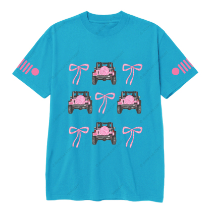 Jp Girl Pink Bow Tie Back View Of Car Jp T-Shirt