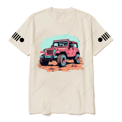 Jp Girl Pink Off-Road Vehicle On The Mountain Road T-Shirt