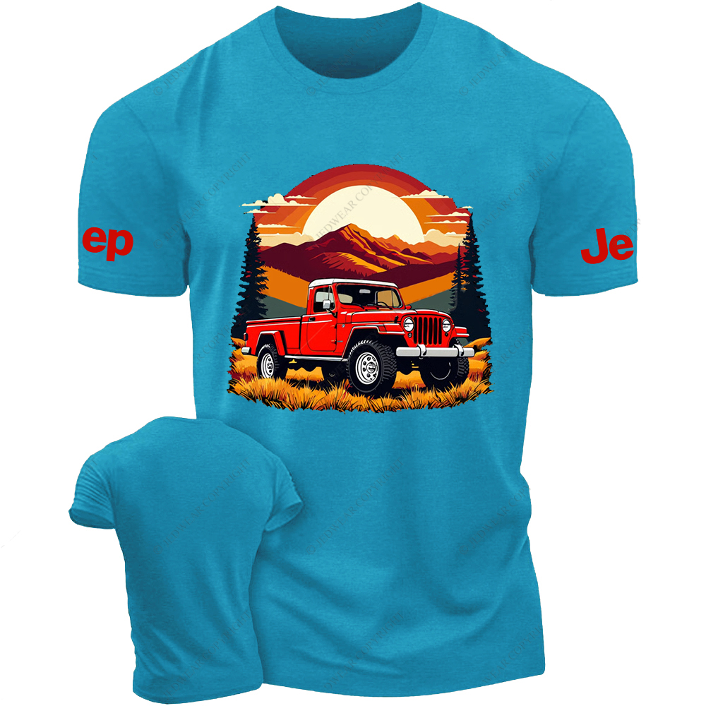 Jp Gladiator Off-Road Vehicle On The Grass At Sunset Mountain T-Shirt