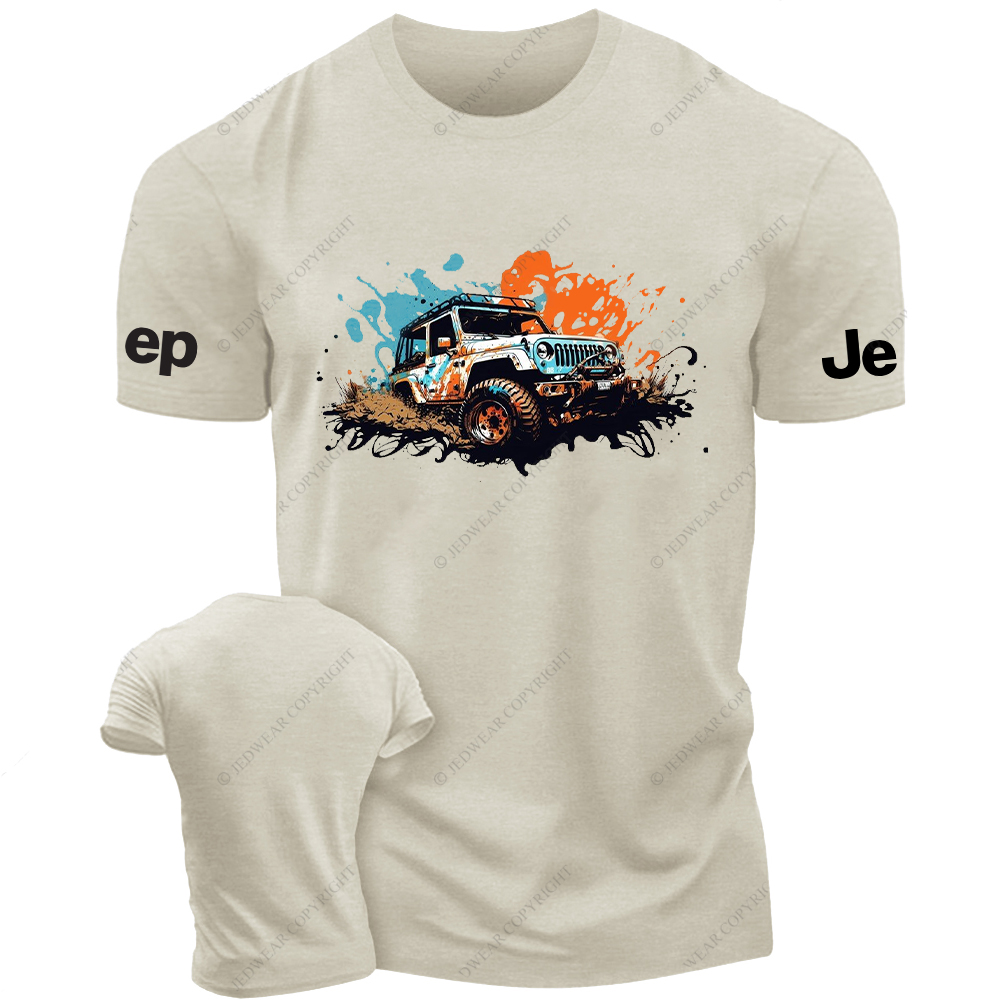 Off-Road Vehicle Driving On Muddy Terrain Ink Painting Jp T-Shirt