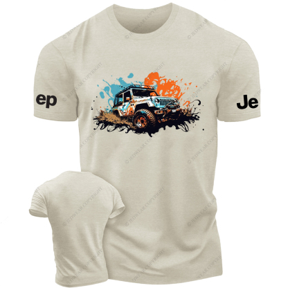 Off-Road Vehicle Driving On Muddy Terrain Ink Painting Jp T-Shirt