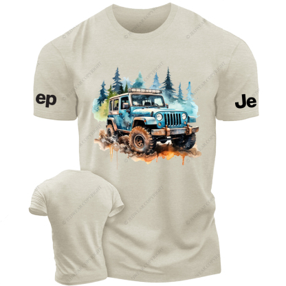 Colorful  Ink Painting Off-Road Vehicle Driving On Muddy Terrain Jp T-Shirt