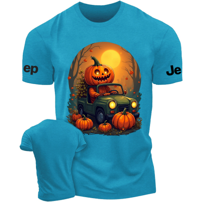 Halloween Pumpkin Man Driving On The Road Jp T-Shirt