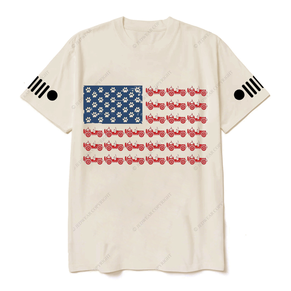 American Flag  Made Of Many Dog Paws And Cars Jp T-Shirt