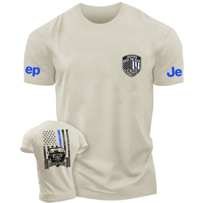 American Flag Policeman  The Blue Line Police Badge Jp T-Shirt