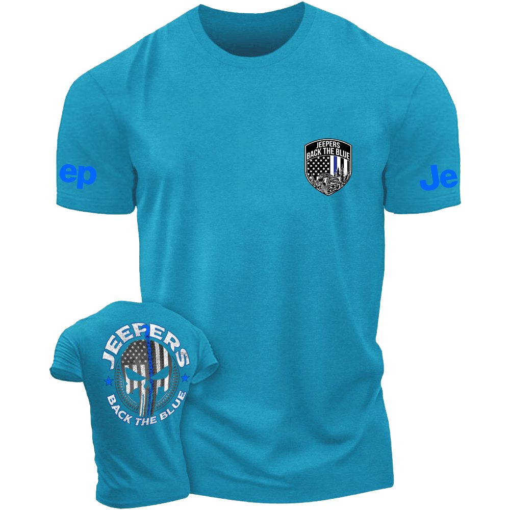 Policeman Jp Back The Blue Police Skull Police badge T-Shirt