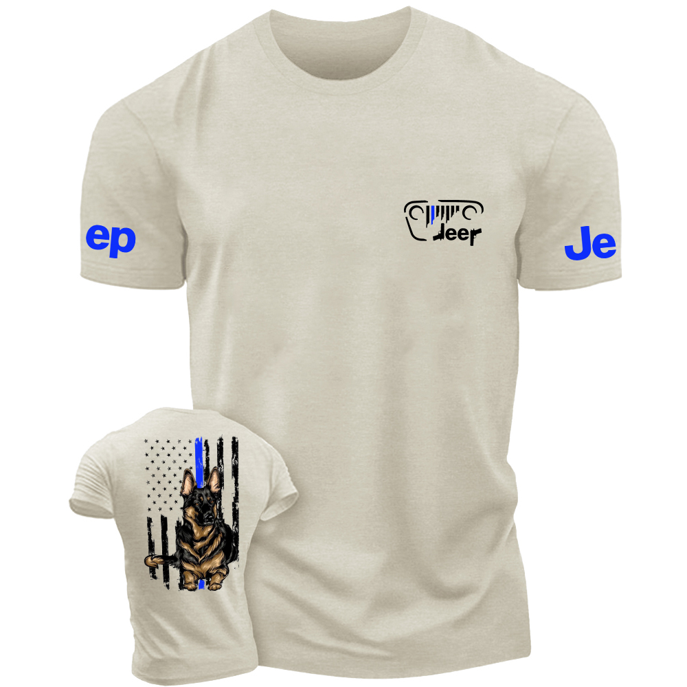 American Flag Police Cordon Gun The Blue Line Police Dog Jp T-Shirt