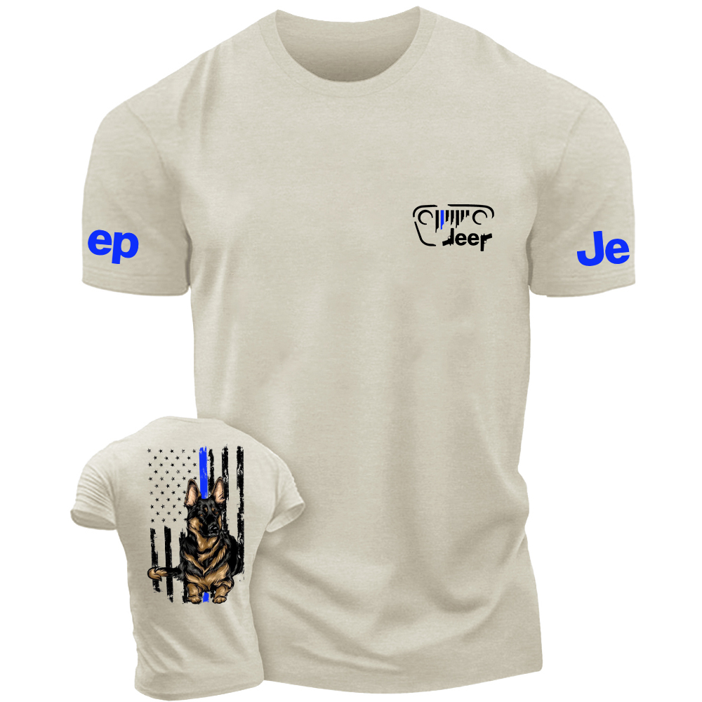 American Flag Police Cordon Gun The Blue Line Police Dog Jp T-Shirt