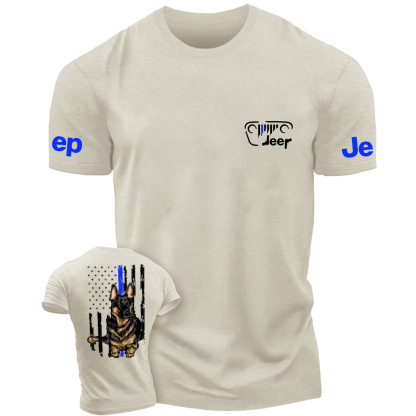 American Flag Police Cordon Gun The Blue Line Police Dog Jp T-Shirt