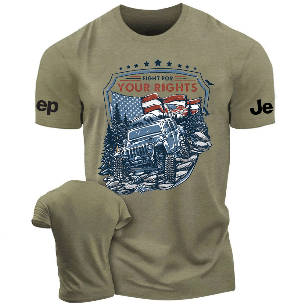 American Flag Fight For Your Rights Off-Road Vehicle Driving On The Road Jp T-Shirt