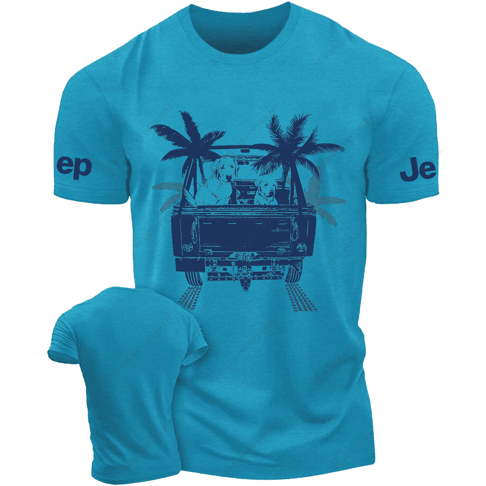Palm Tree Dog In The Car Jp T-Shirt