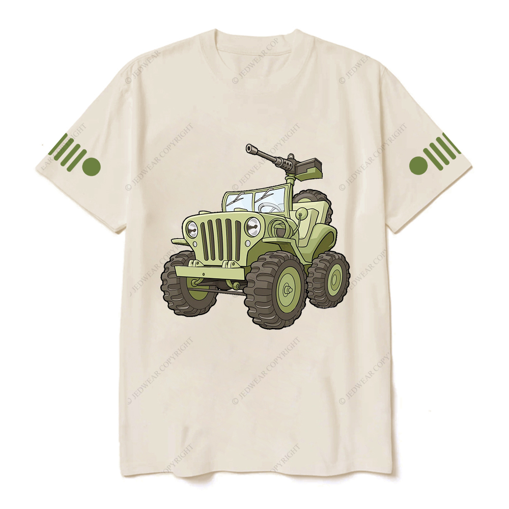 Cartoon Green Four-Wheeled Vehicle Jp T-Shirt