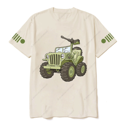 Cartoon Green Four-Wheeled Vehicle Jp T-Shirt