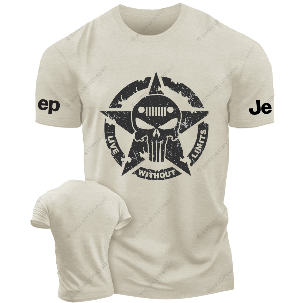 Military Star Skull Live Without Limits Vintage Style Jp T-Shirt