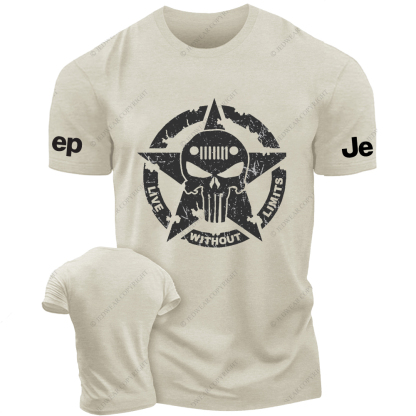 Military Star Skull Live Without Limits Vintage Style Jp T-Shirt