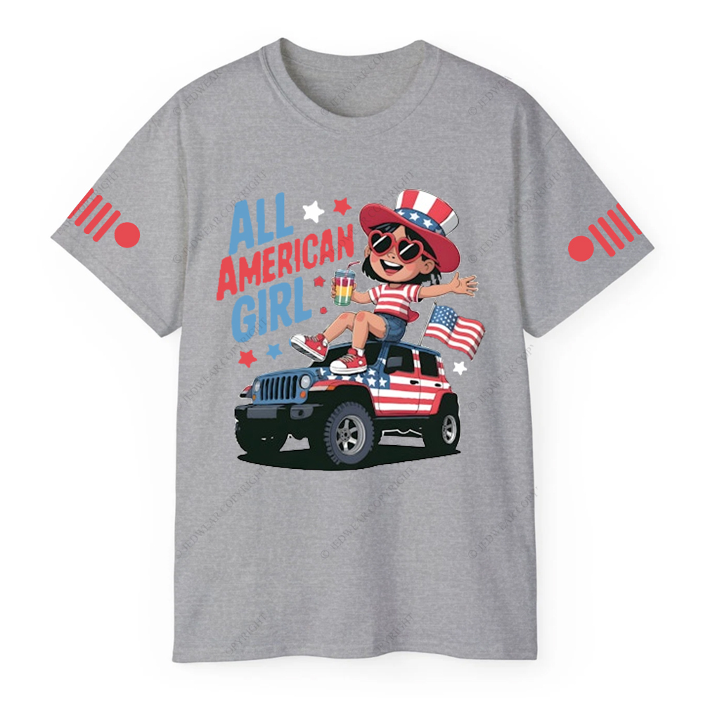 American Flag All American Girl Happily Drinking Juice Jp T-Shirt
