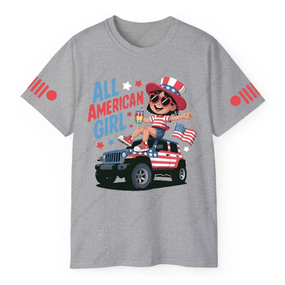 American Flag All American Girl Happily Drinking Juice Jp T-Shirt