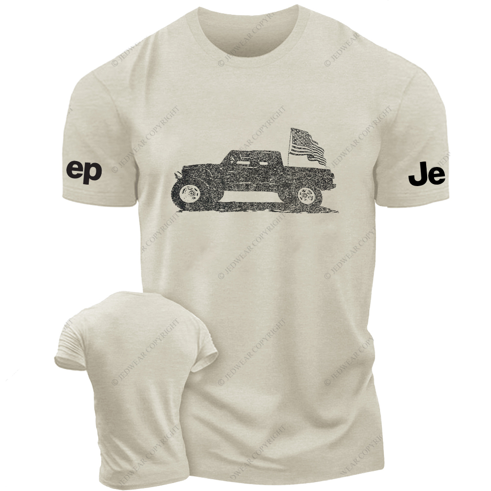American Flag Truck Vintage Style Jp T-Shirt