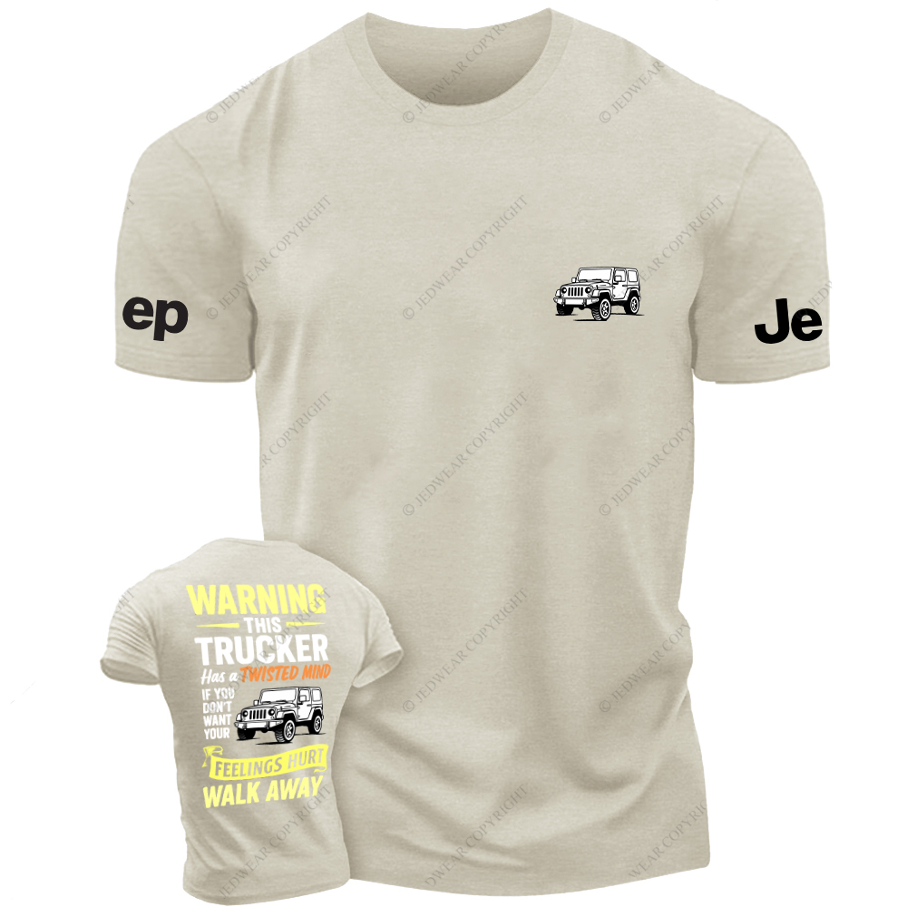 Warning Twisted Mind Trucker Apparel Funny Quote T-Shirt Jp T-Shirt