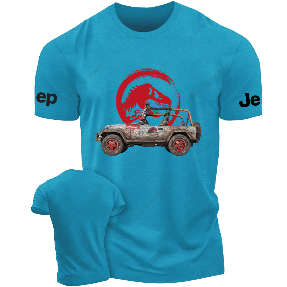Dinosaur On The Back Of An Off-Road Vehicle Painting Jp T-Shirt