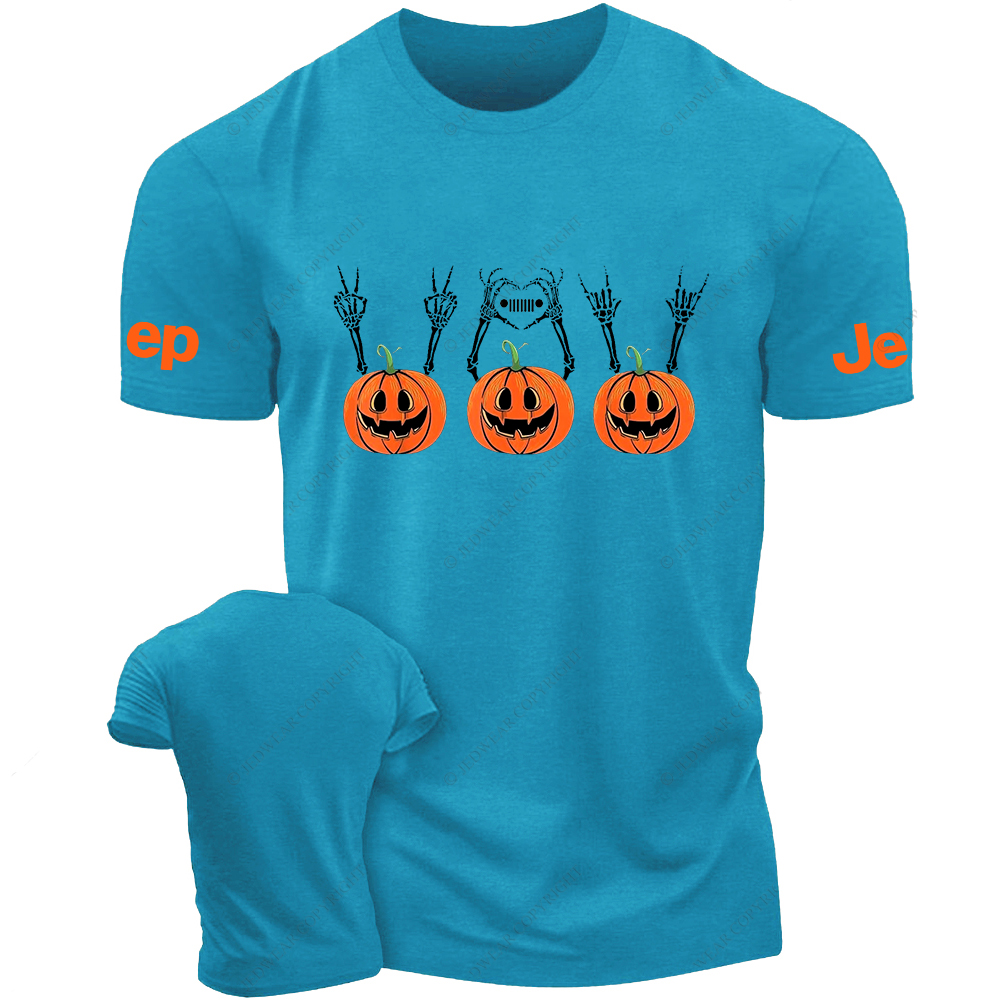 Three Pumpkin Halloween Skull Jp T-Shirt