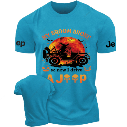 Halloween Pumpkin Bat My Broom Broke So Now I Drive A Car Jp T-Shirt