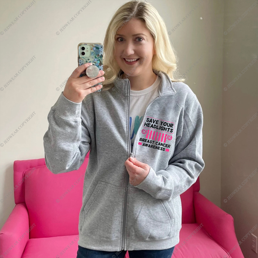 Save your Headlights Breast Cancer Awareness Full-Zip Jacket Sweatshirt
