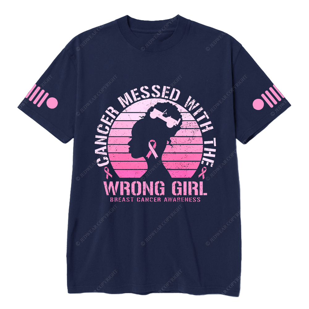 Cancer Messed With The Wrong Girl Breast Cancer Awareness Jp T-shirt