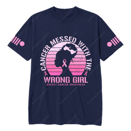 Cancer Messed With The Wrong Girl Breast Cancer Awareness Jp T-shirt