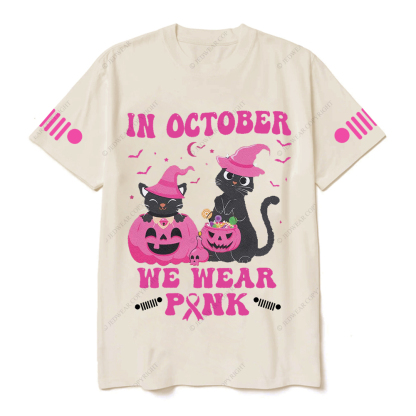 Breast Cancer In October We Wear Pink Cat Jp T-shirt