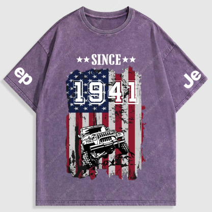 Jp American Flag Since 4X4 Cars Washed T-Shirt