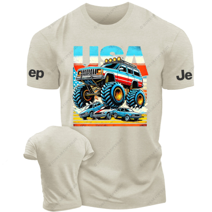 USA Flag Cherokee XJ 4x4 USA Off-Road Vintage Old School Vehicle Jp T-Shirt