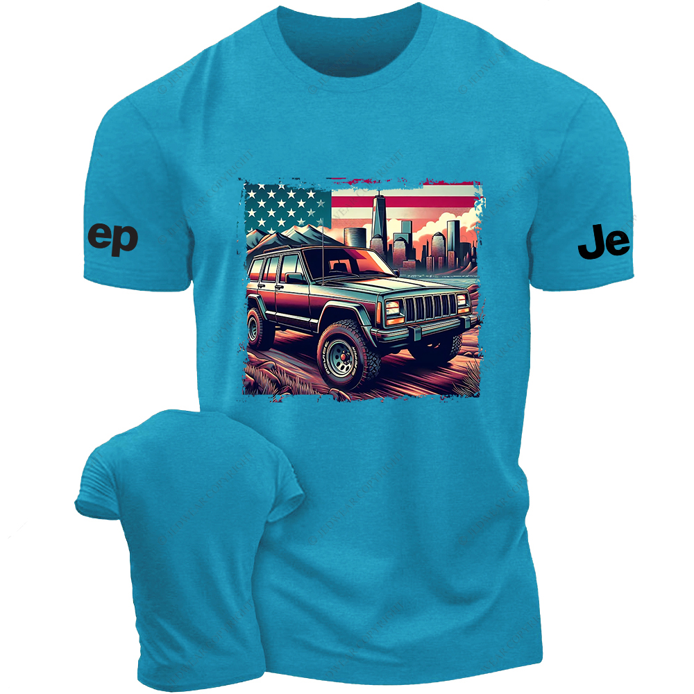 American Flag Cherokee XJ Off-Road Vintage Old School Vehicle Jp T-Shirt