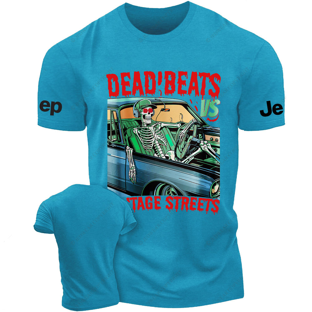 Skeleton Driving A Car Dead Beats Vintage Streets Jp T-Shirt